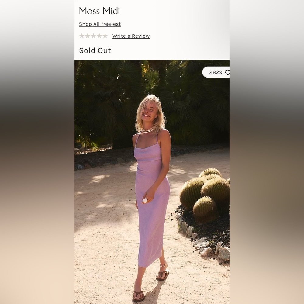 Free People Beach Moss Midi Dress Lavender Purple Large NWOT - Picture 3 of 9